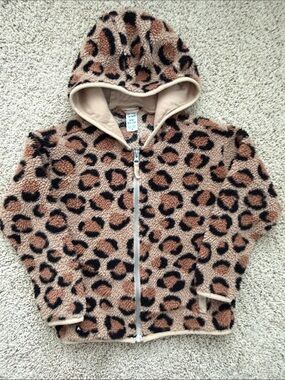 Carter's Sherpa Leopard Full Zip Hoodie in Tan & Black size 6/6x